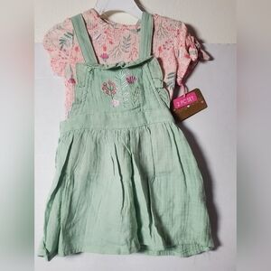 Floral Pink and Green Kids Dress Set